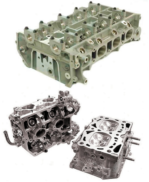Bild 1: Aluminium-Zylinderköpfe, hergestellt im Cosworth®-Niederdruck-Sandgießverfahren 